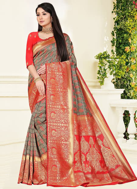 1005 Santraj Fancy Designer Ethnic Wear Heavy Silk Saree Collection 1005-Red